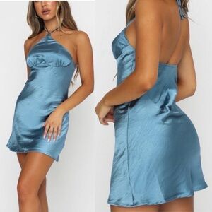 NWT White Fox | Lights Out Blue Halter Dress Sz XS